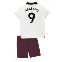 Camiseta Manchester City Erling Haaland #9 Visitante Equipación para niños 2023-24 manga corta (+ pantalones cortos)